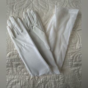 Vintage sheer white elbow gloves